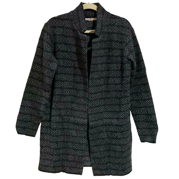 CHIARAMENTE Mase in Italy Wool Cardigan Sweater Coat Gray Striped Size M NWT - Picture 1 of 7